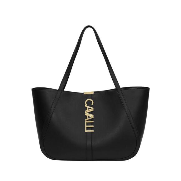 Cavalli Sandra Leather Large Shopper Tote Bag Black Onyx NWT - Picture 5 of 5